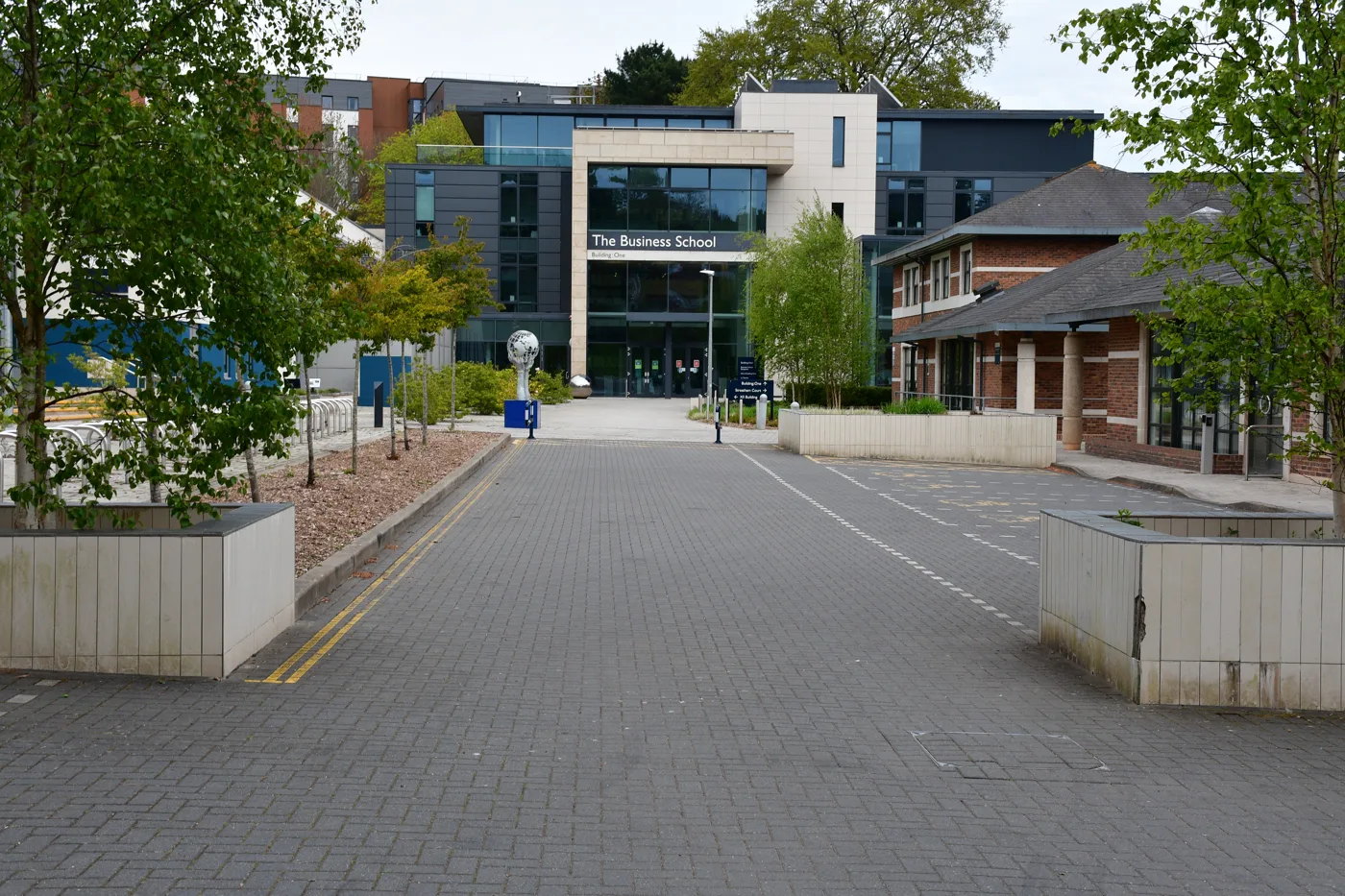 The Business School on the University of Exeter's Streatham campus, photographed in May 2021.
