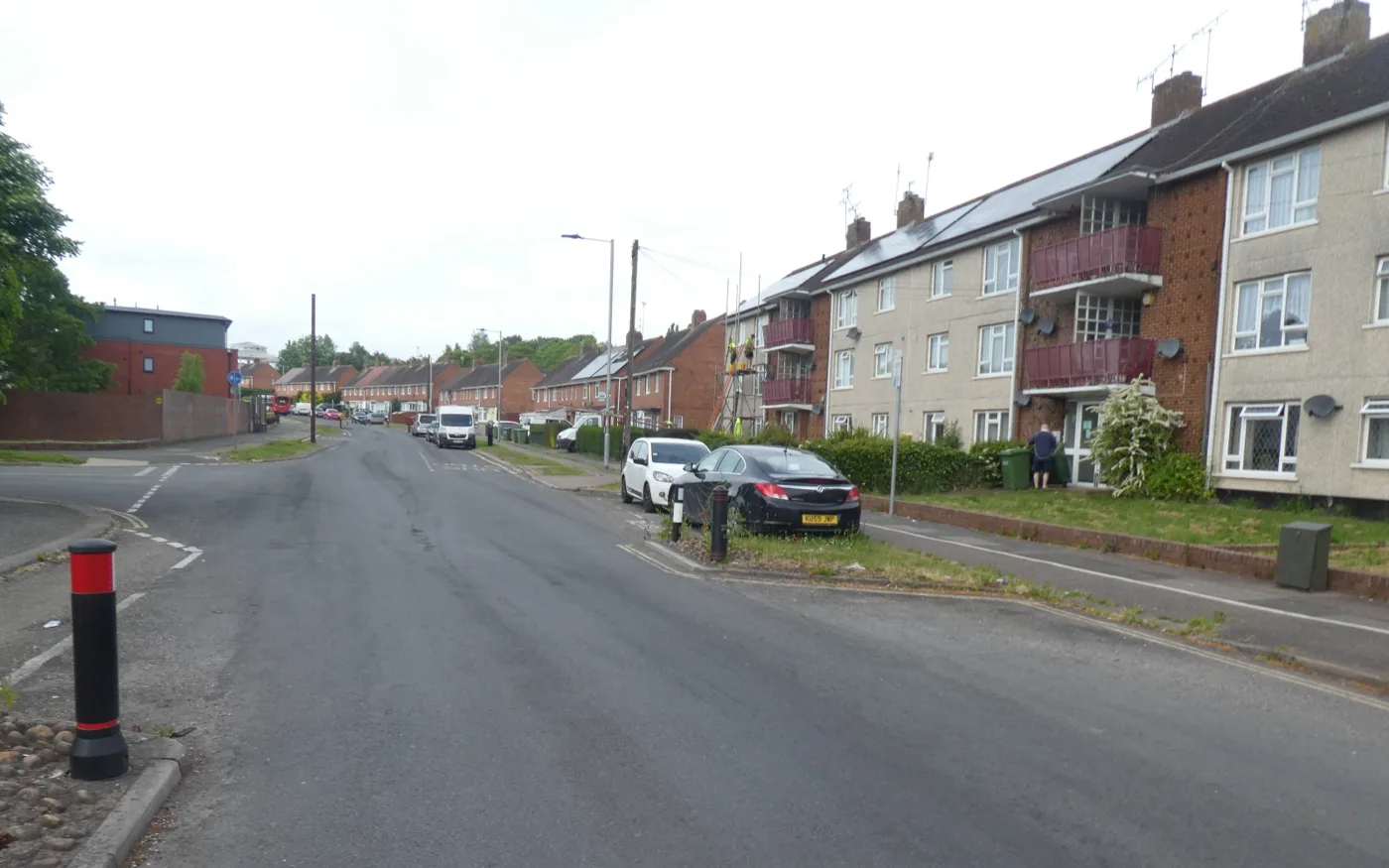 Housing on Burnthouse Lane, Exeter. The Wonford Community Wellbeing Hub site is on the same road, next to Ludwell Valley Park.